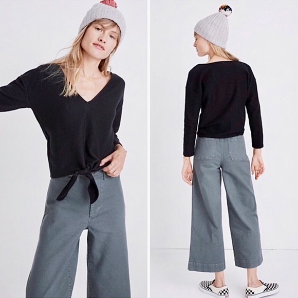 Madewell Texture & Thread Black Front Tie Top - Picture 7 of 8